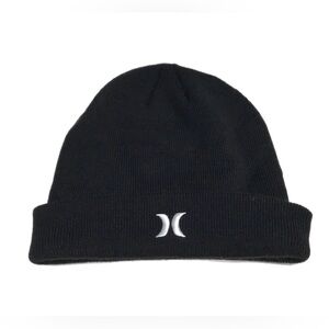 Hurley Embroidered Logo Knit Mens Womens Winter‎ Cap Hat Beanie Black.
